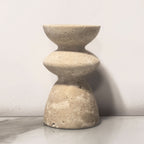 Candle Holder Set Polished Marble & Travertine Varying Heights