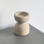 Candle Holder Set Polished Marble & Travertine Varying Heights