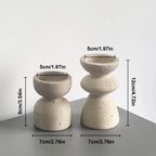 Candle Holder Set Polished Marble & Travertine Varying Heights