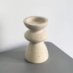 Candle Holder Set Polished Marble & Travertine Varying Heights