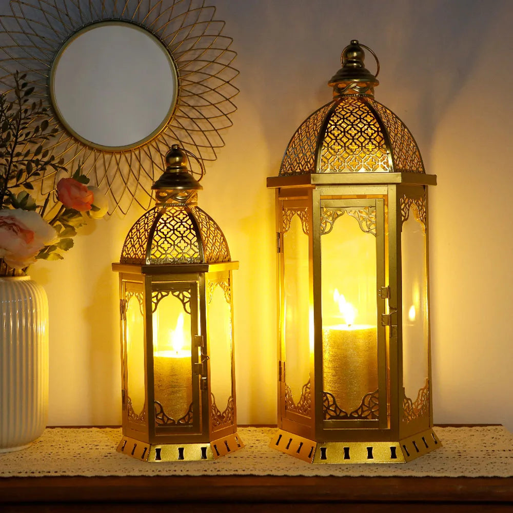 Candle Lantern Set Moroccan-Inspired Warm Ambient Lighting
