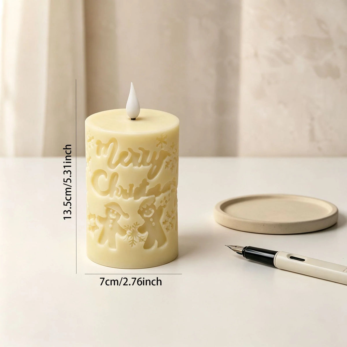 Candle Merry Christmas Inscription Eco-Friendly Wax