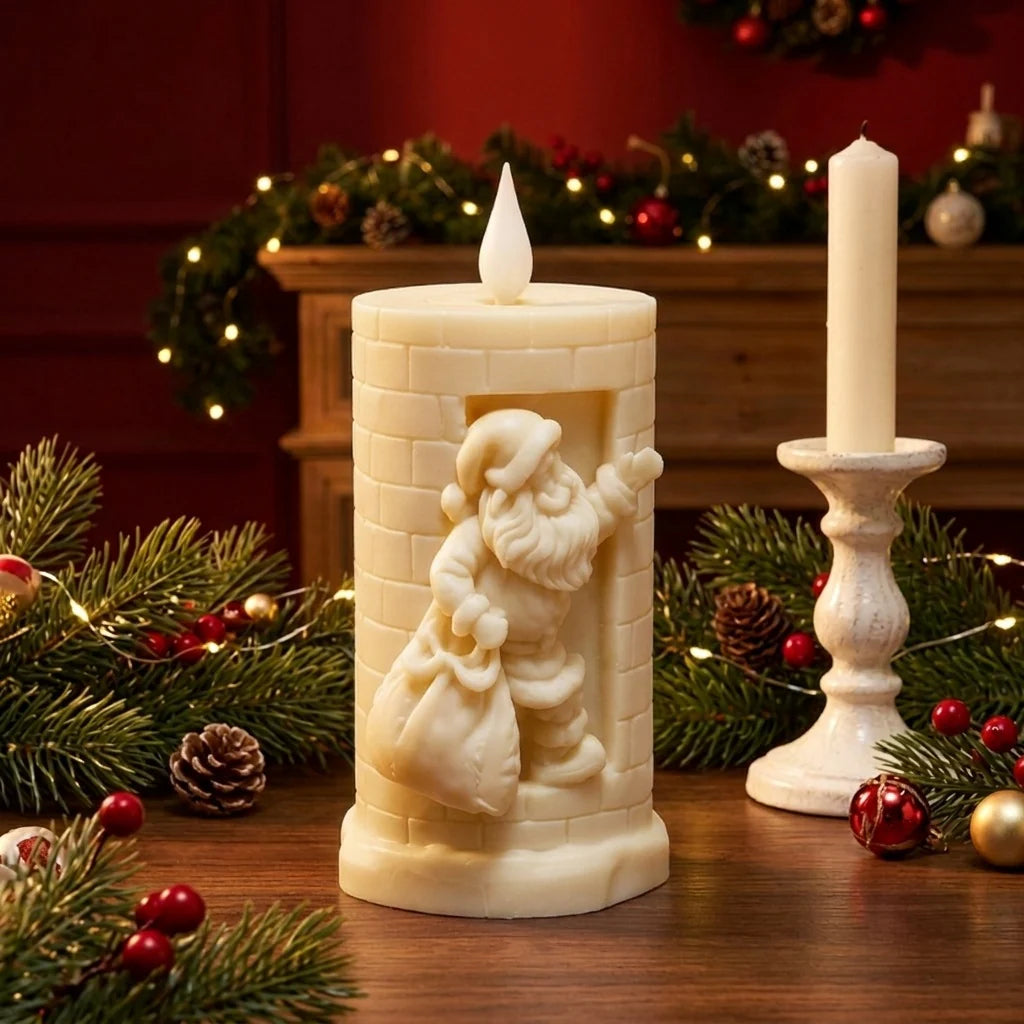 Candle Santa Motif Fine Wax & Even Burn