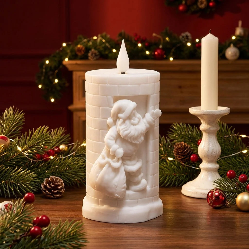 Candle Santa Motif Fine Wax & Even Burn