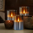 Candle Set Battery-Operated Realistic Flicker Glass Holders
