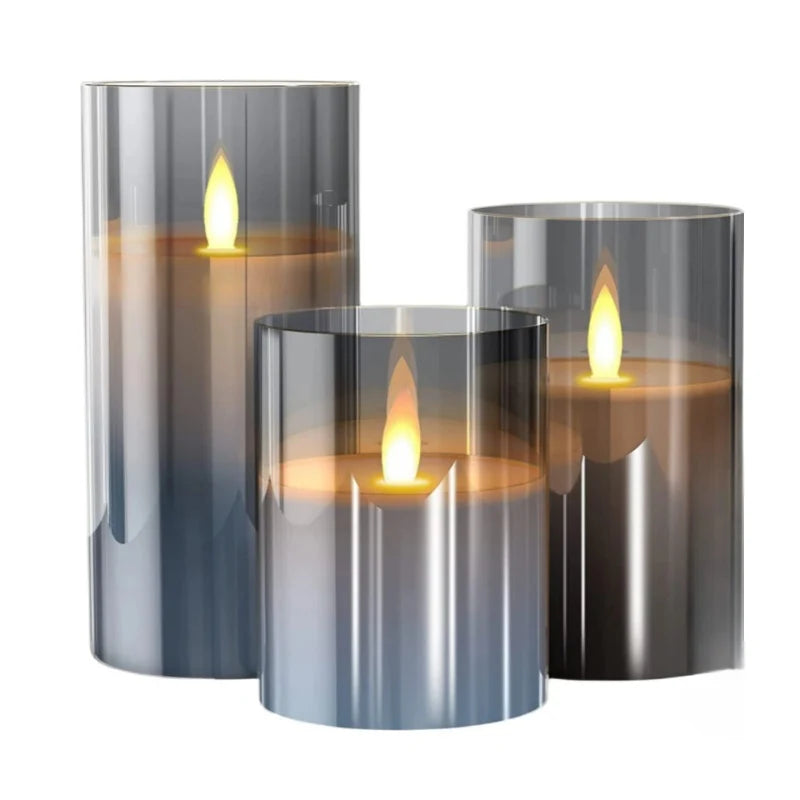 Candle Set Battery-Operated Realistic Flicker Glass Holders