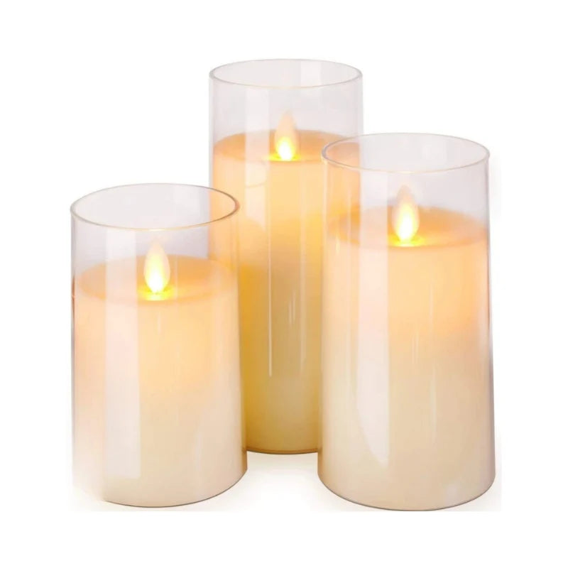 Candle Set Battery-Operated Realistic Flicker Glass Holders
