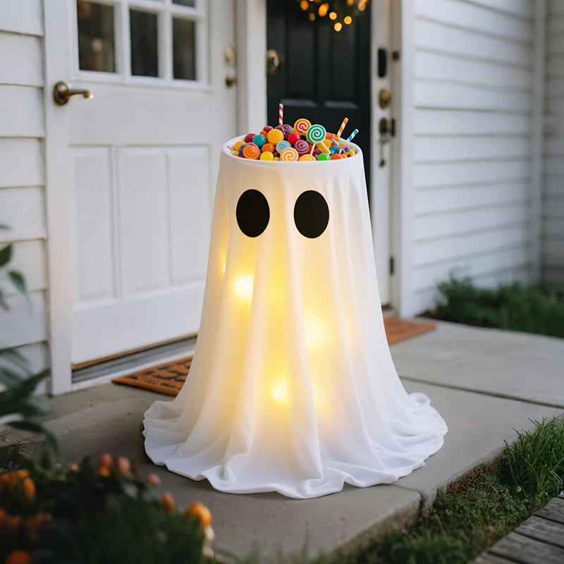 Candy Bowl Ghost Design Warm LED Removable Fabric Cover