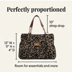 Canvas Tote Bag Leopard Print & Gold Chain Handles