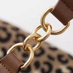 Canvas Tote Bag Leopard Print & Gold Chain Handles
