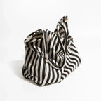 Canvas Tote Bag Striped Spacious Long Handles