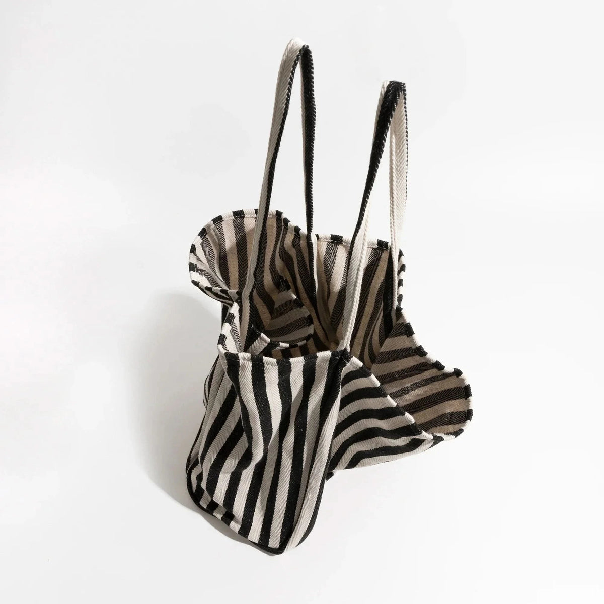 Canvas Tote Bag Striped Spacious Long Handles