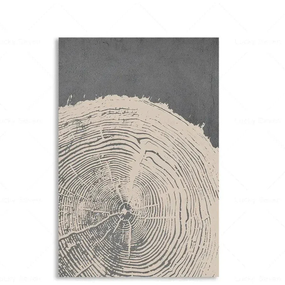 Canvas Wall Art Abstract Tree Rings Polyester