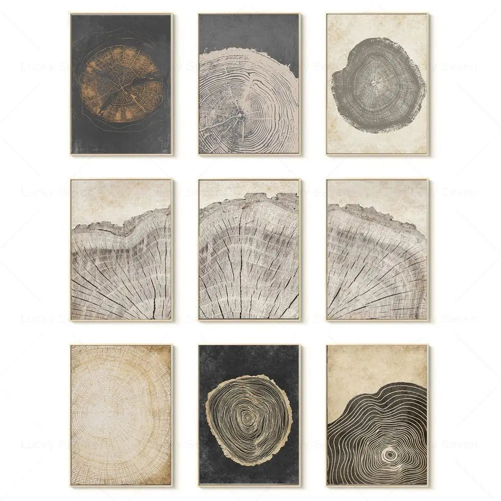 Canvas Wall Art Abstract Tree Rings Polyester