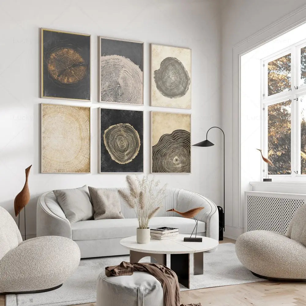 Canvas Wall Art Abstract Tree Rings Ready To Hang