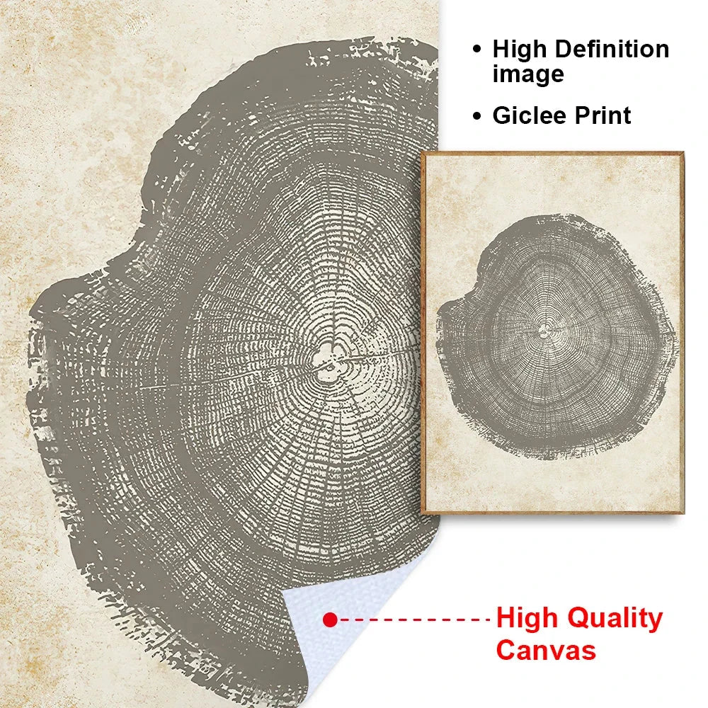 Canvas Wall Art Abstract Tree Rings Ready To Hang