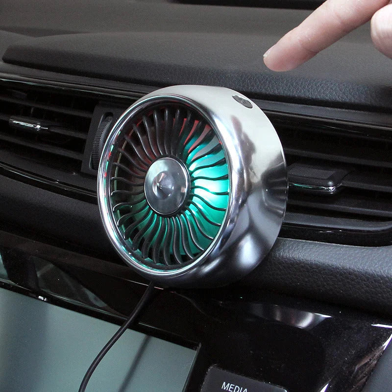 Car Air Vent Fan 3-Speed USB-Powered Ambient Light