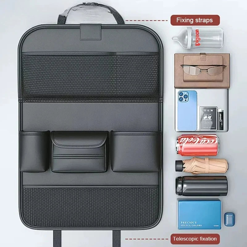 Car Back Seat Organizer Foldable Tray Adjustable Device Grip