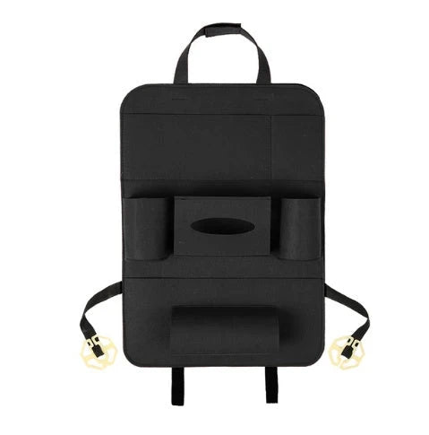 Car Backseat Organizer Wool Felt Multi-Pocket Adjustable Straps