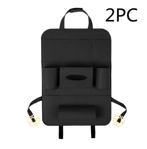 Car Backseat Organizer Wool Felt Multi-Pocket Adjustable Straps
