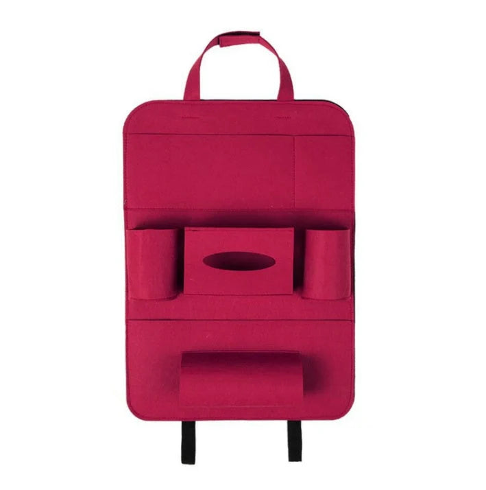 Car Backseat Organizer Wool Felt Multi-Pocket Adjustable Straps