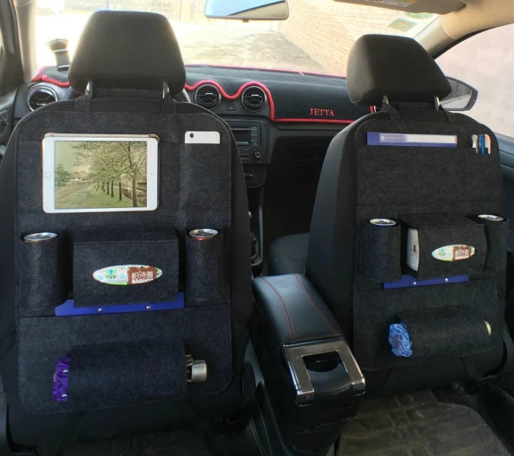 Car Backseat Organizer Wool Felt Multi-Pocket Adjustable Straps