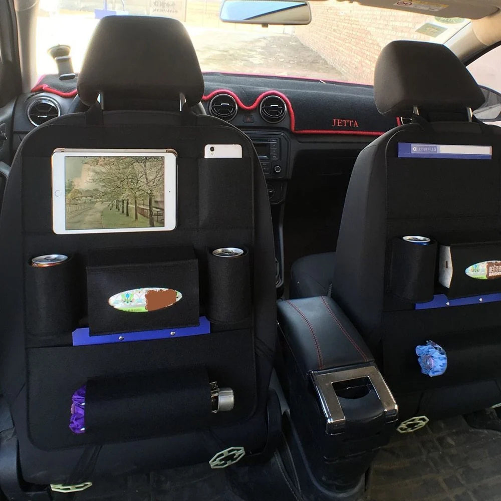 Car Backseat Organizer Wool Felt Multi-Pocket Adjustable Straps