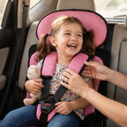 Car Booster Seat Foldable Built-In 5-Point Harness Washable Cover