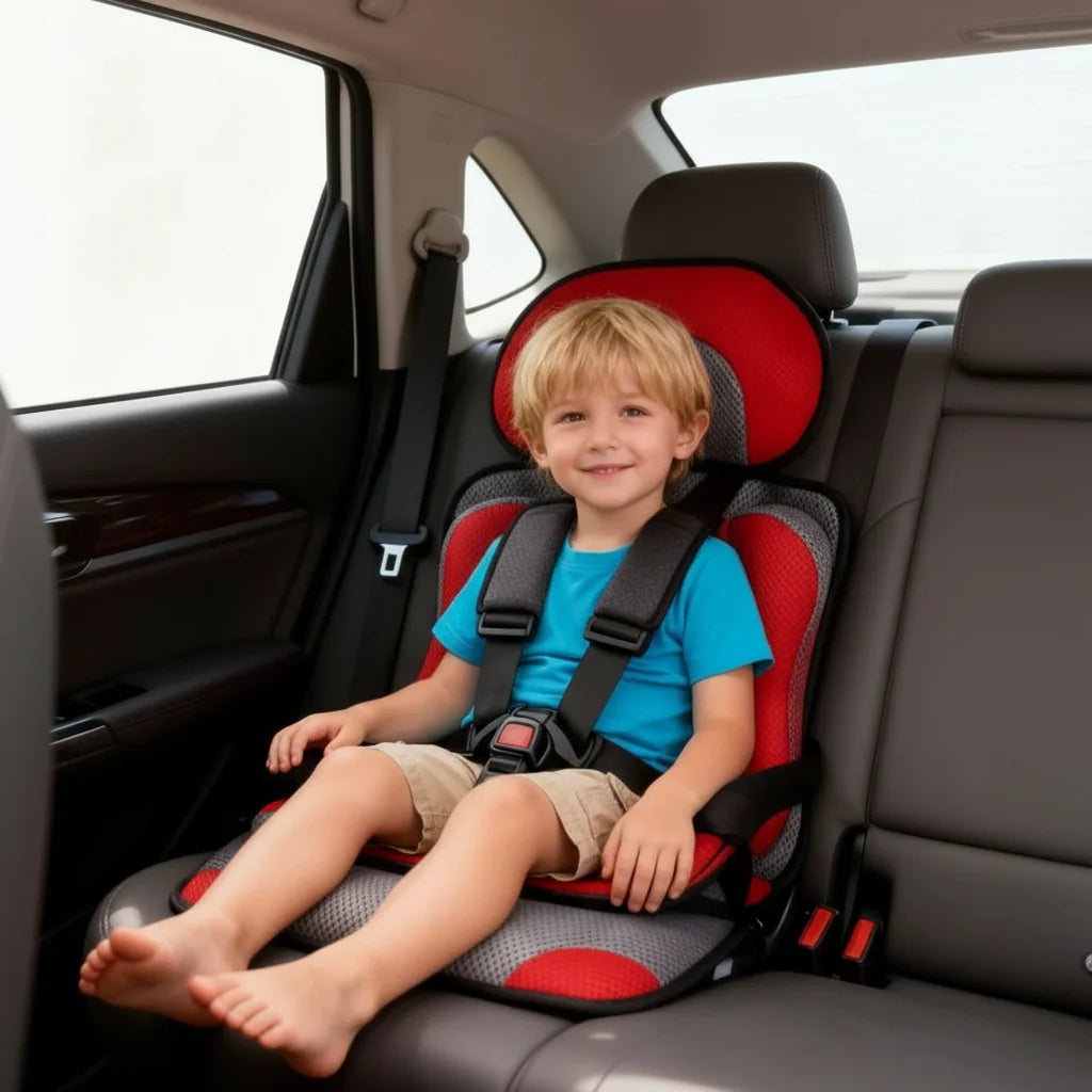 Car Booster Seat Foldable Built-In 5-Point Harness Washable Cover