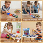 Car Catapult Set One-Button Launcher Four Die-Cast Cars