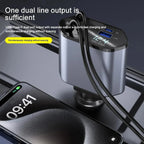 Car Charger 120W Retractable Dual Cables USB-A & USB-C