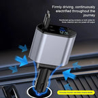 Car Charger 120W Retractable Dual Cables USB-A & USB-C