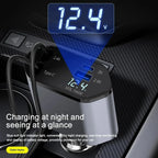Car Charger 120W Retractable Dual Cables USB-A & USB-C