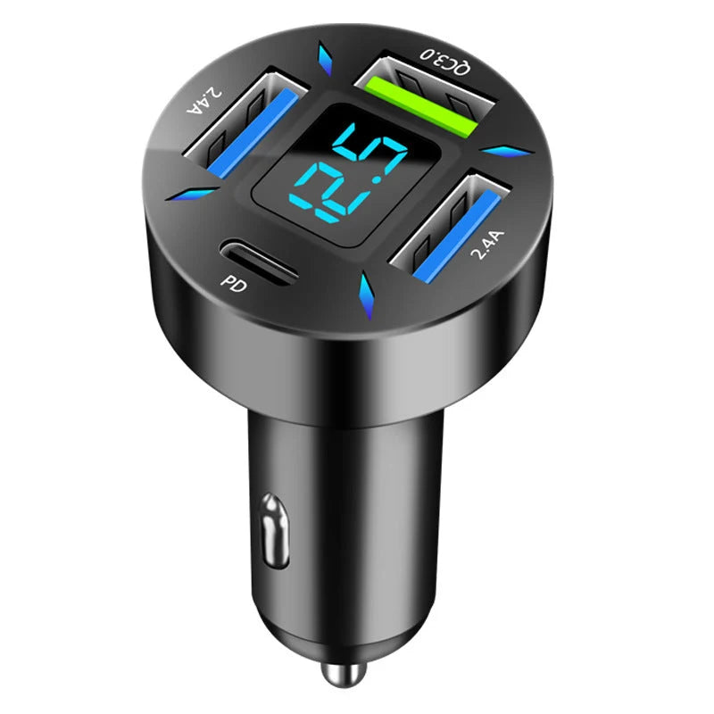 Car Charger 4-Port USB Quick Charge 3.0 LED Display