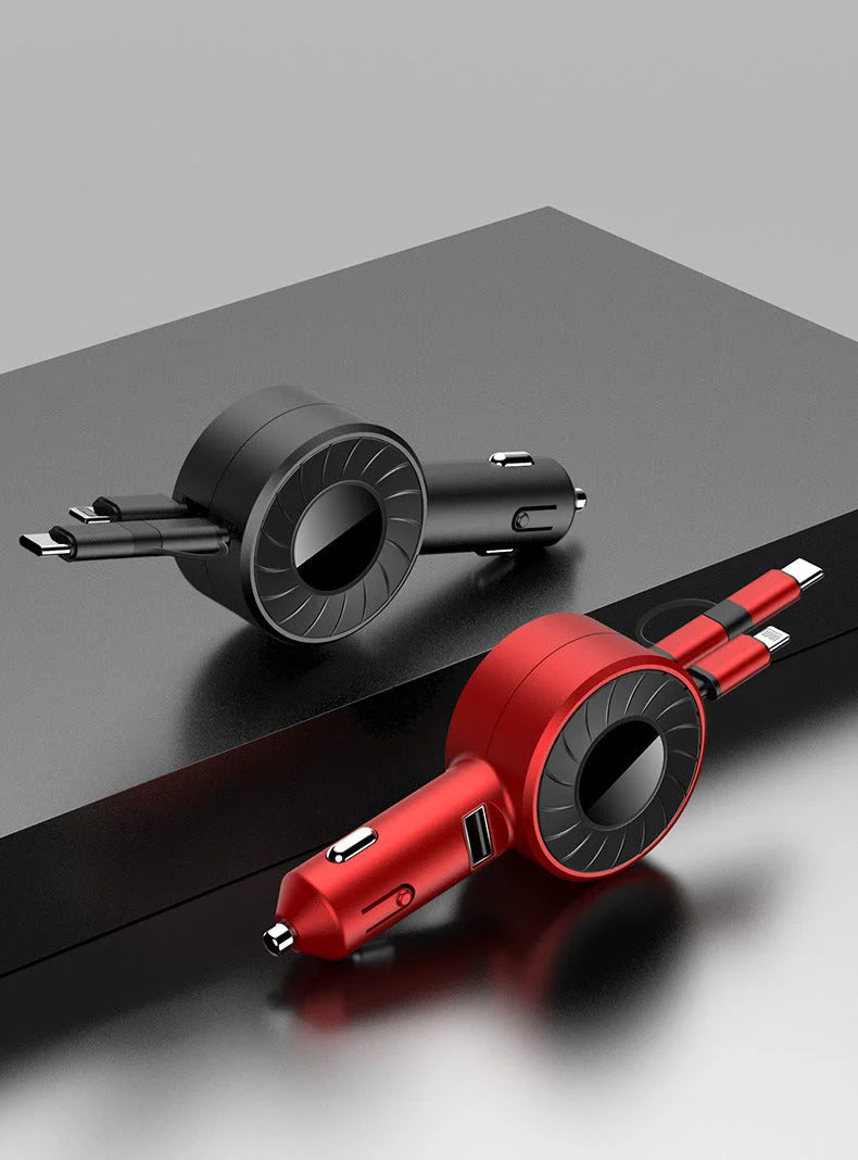 Car Charger Retractable 3-In-1 Fast Charging
