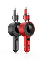 Car Charger Retractable 3-In-1 Fast Charging
