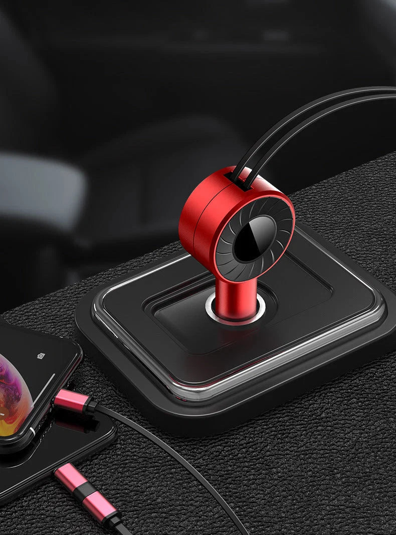 Car Charger Retractable 3-In-1 Fast Charging