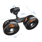 Car Cooling Fan Suction-Cup Mount & USB Rechargeable