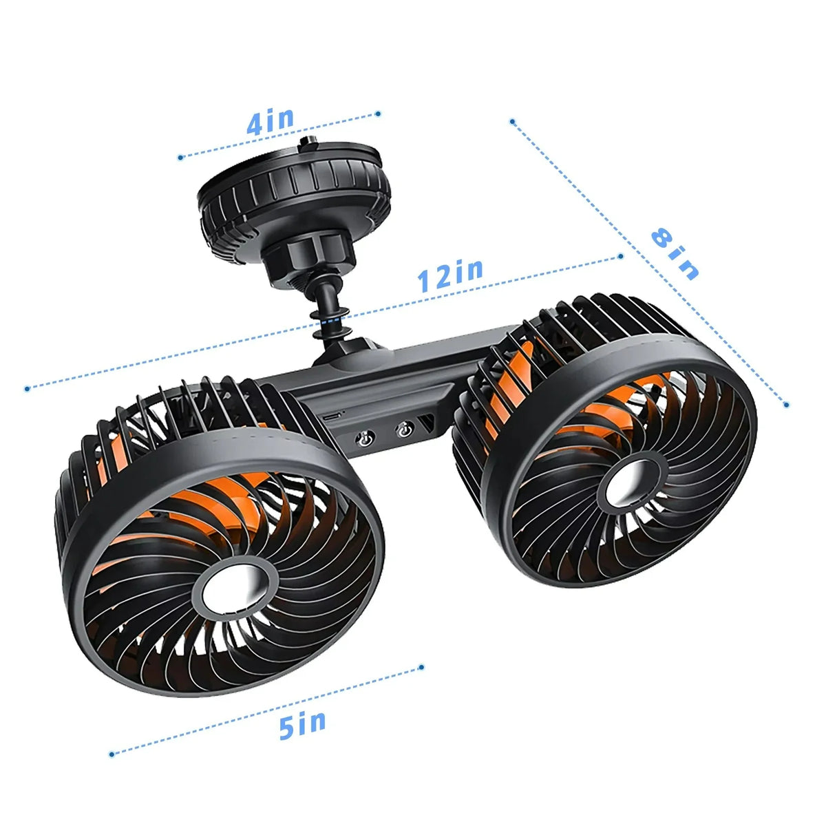 Car Cooling Fan Suction-Cup Mount & USB Rechargeable