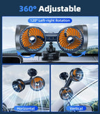 Car Cooling Fan Suction-Cup Mount & USB Rechargeable
