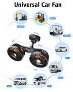 Car Cooling Fan Suction-Cup Mount & USB Rechargeable