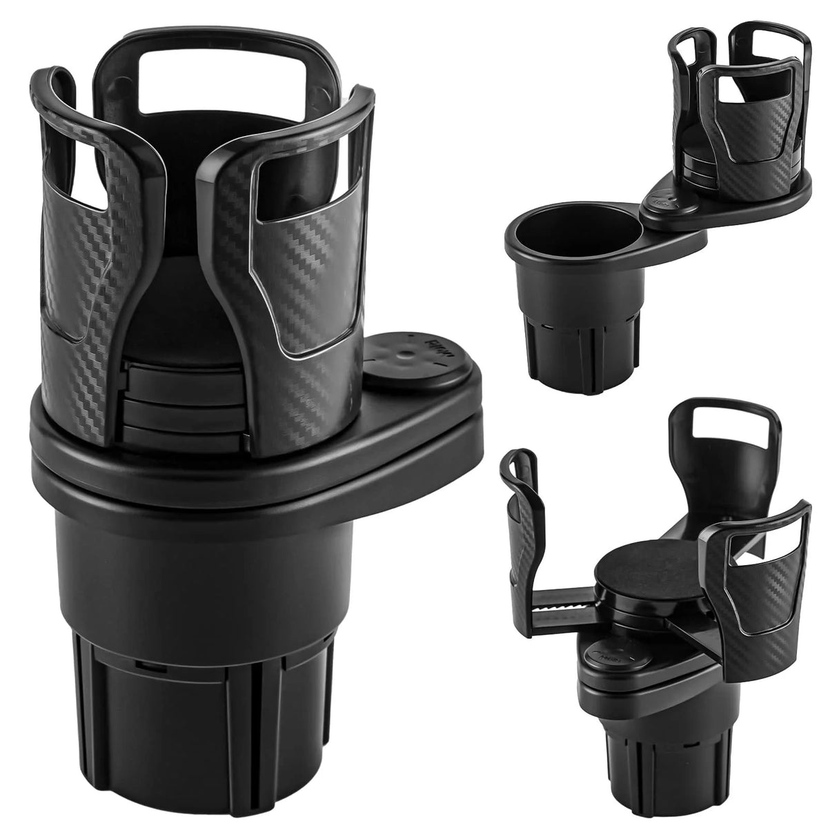 Car Cup Organizer 360 Degree Rotating Adjustable Width Noise-Reducing