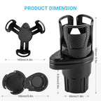 Car Cup Organizer 360 Degree Rotating Adjustable Width Noise-Reducing