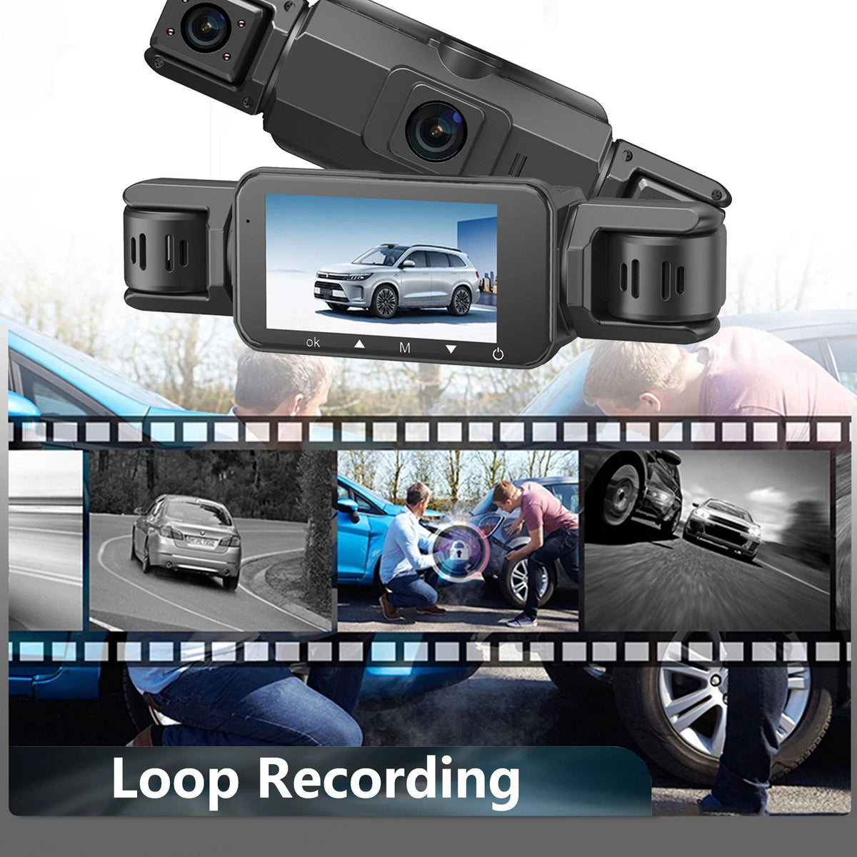 Car Dash Cam System Wireless 4-Channel Night Vision