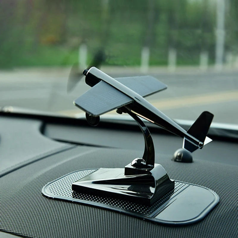Car Dashboard Ornament Solar-Powered Rotary Airplane Zinc Alloy