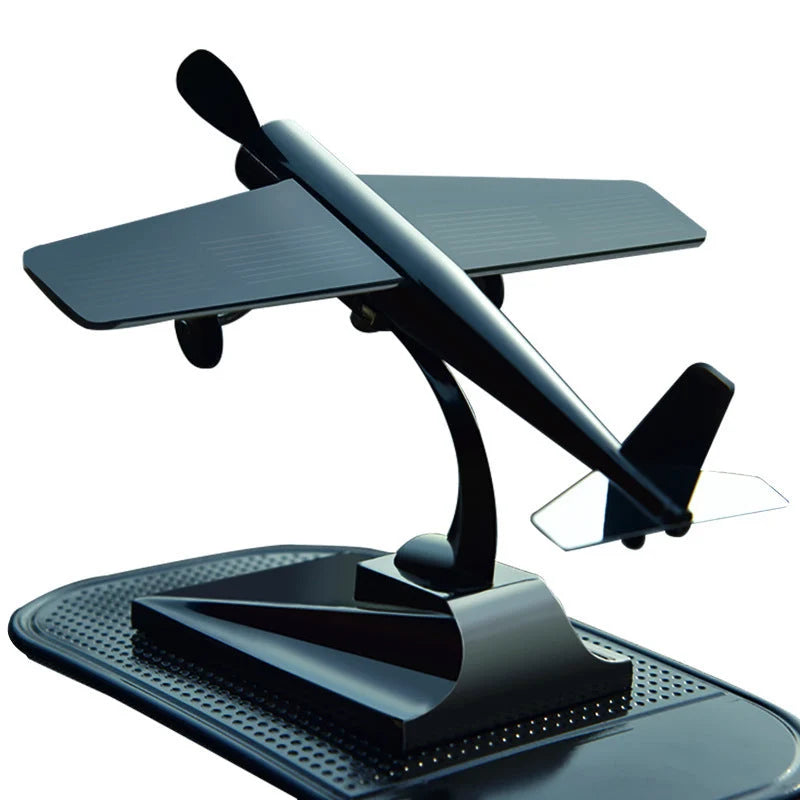 Car Dashboard Ornament Solar-Powered Rotary Airplane Zinc Alloy