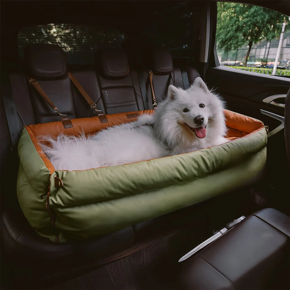 Car Dog Bed Water-Resistant Faux Leather Non-Slip Base