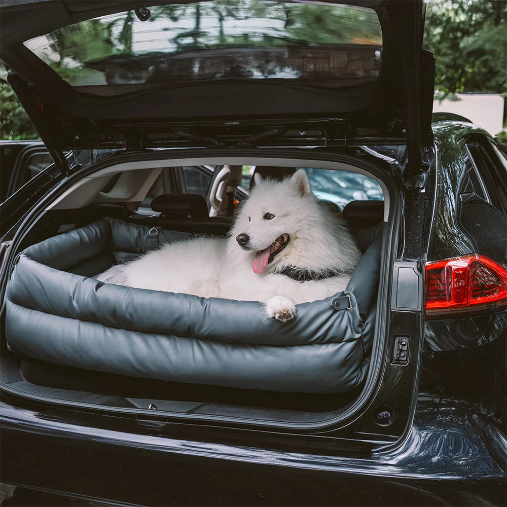 Car Dog Bed Water-Resistant Faux Leather Non-Slip Base