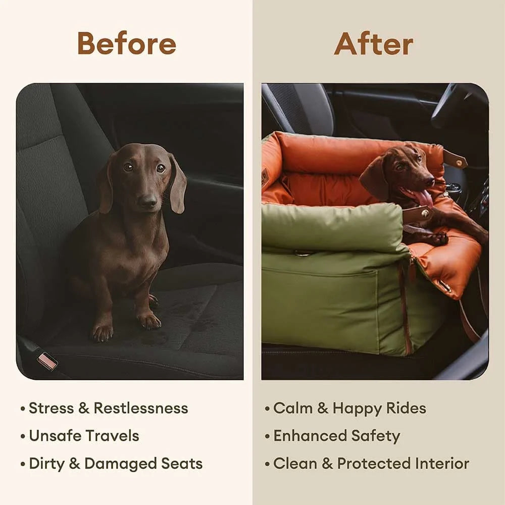 Car Dog Bed Water-Resistant Faux Leather Non-Slip Base