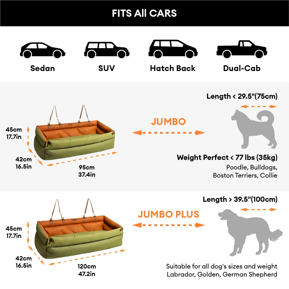 Car Dog Bed Water-Resistant Faux Leather Non-Slip Base